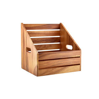 Acacia Wood Angled Crate GN 1/2 with Integrated Handles | Ideal for Buffet and Display Presentation