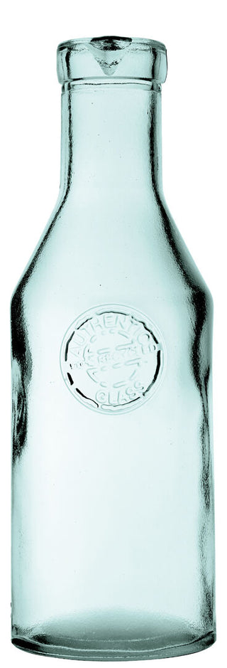 Authentico Recycled Glass Bottles – Rustic Green Glass Water & Juice Bottles for Table Service, 1 Litre, Box of 6