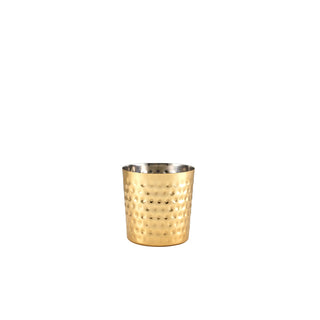 Gold Plated Stainless Steel Serving Cups – Hammered & Smooth Finish, 8.5×8.5cm Individual Portion Cups (Pack of 12)