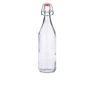 Clear Glass Swing Bottles with Airtight Lid – 1L & 25cl Retro Drinks Bottles for Table Service & Grab-and-Go (Pack of 6)