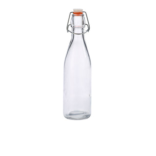 Clear Glass Swing Bottle with Airtight Lid – 0.5L / 17.5oz, Retro Grab-and-Go Drinks Bottle, 275×65mm (Pack of 12)