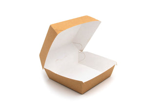 Pack Of 250 Standard Burger Kraft Clamshell Box 106x106x70mm