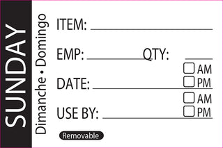 Pack Of 500 SUNDAY Day Label 50 x 75mm