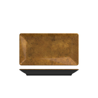 Copper & Black Rectangular Melamine Platter for Buffet & Food Display – 32.5×17.5×3.5cm - Pack of 6