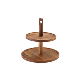 Acacia Wood Two Tier Cake Stand – Elegant Wooden Display for Cakes & Pastries
