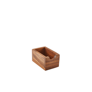 Acacia Wood Sachet Holder 11 × 7 × 5.5cm with Natural Wood Finish for Sugar, Tea and Condiment Sachets