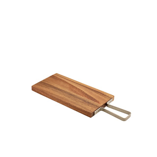 Acacia Wood Paddle Board with Steel Handle, Ideal for Serving Mains and Sharing Platters