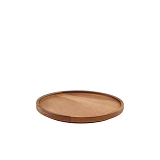 Acacia Wood Presentation Plate 20.5cm Diameter with Stackable Design for Buffet and Food Display Stands