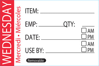 Pack Of 500 WEDNESDAY Day Label 50 x 75mm