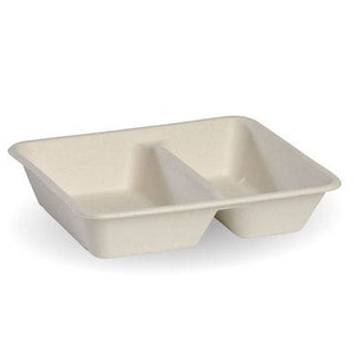 Pack Of 500 9.5x7x2" 2 Compartment BioCane Takeaway Base