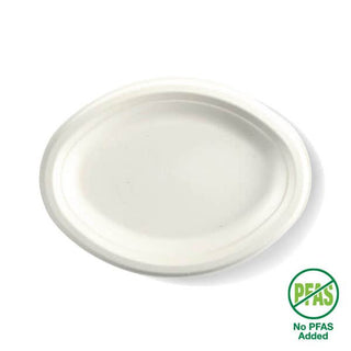 Pack Of 500 32x25cm / 12.5x10" Oval Plant Fibre Plates