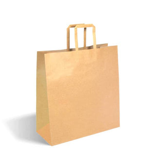 Pack Of 200 320x140x340mm Medium Flat Handle Kraft Paper Bags