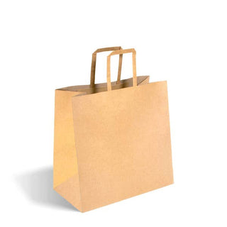 Pack Of 250 280x150x275mm Small Flat Handle Kraft Paper Bags