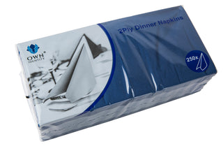 Pack Of 2000 Dark Blue 2ply 4 Fold Dinner Napkins 40cm x 40cm