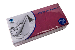 Pack Of 1000 Burgundy 3ply 4 Fold Dinner Napkins 40cm x 40cm