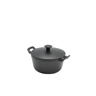 6pcs Mini Cast Iron Casserole Dish with Lid Black Stockpot Induction Oven Safe for Braising, Stews, Roasting, Bread Baking - 14oz/ 23oz