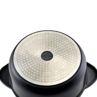 Black Casserole Dish with Handles Lightweight Non-Stick Cast Aluminium, Induction Hob And Oven Safe - 4.4L/ 7L