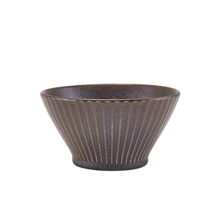 Terra Porcelain Black Fluted Conical Bowl Textured Matte Black Finish (11.5cm / 13cm - Pack of 6)