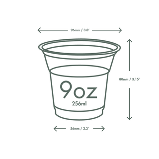 Pack Of 1000 9oz PLA Plain Cold Cup, 96-Series