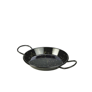 Black Enamel Paella Pan Durable Steel with Enamel Coating Cooking Serving Food Presentation