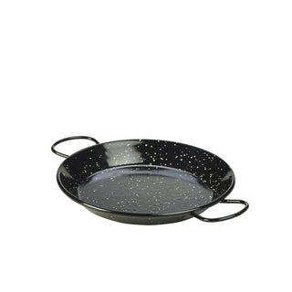 Black Enamel Paella Pan Durable Steel with Enamel Coating Cooking Serving Food Presentation