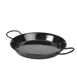 Black Enamel Paella Pan Durable Steel with Enamel Coating Cooking Serving Food Presentation