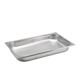 Perforated Stainless Steel Gastronorm Pans – 1/1, 1/2 & 2/3 Sizes, 6mm Hole Diameter, Various Depths