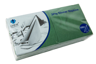 Pack Of 2000 Dark Green 2ply 4 Fold Dinner Napkins 40cm x 40cm