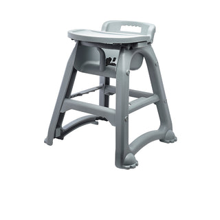 Black/ Grey Polypropylene Stackable High Chair with 49cm Seat Height, Adjustable Strap and Easy-Clean