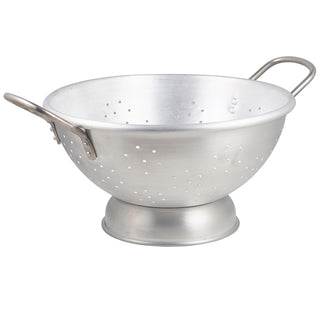 24.2L Aluminium Heavy Duty Colander 47cm Round Strainer with Wide Twin Handles - Silver