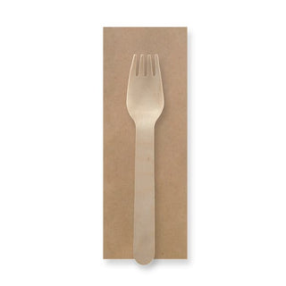 Pack Of 250 16cm Coated Individually Wrapped Wooden Fork Packs | FSC™ Certified