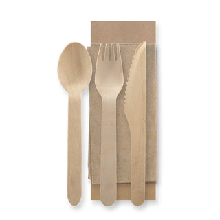 Pack Of 250 Wooden Cutlery Pack 160mm Coated