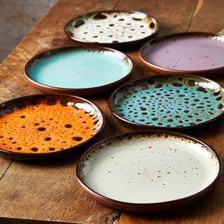 Vitrified Terracotta Dessert Plates Set of 12, Sabrosa Rustic Pasta Salad Side Plate, 19.5cm Diameter