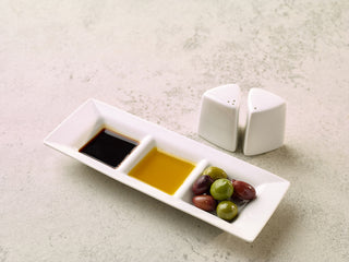 Triangular Pepper Salt Pot White Porcelain Ceramic Seasoning Mills Shakers - Set of 6