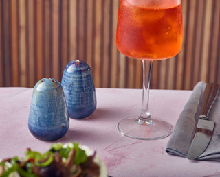 Porcelain Terra Aqua Blue Pepper Shaker 7.6cm Shaker for Tabletop Service Set of 6