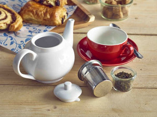 Teapot with Infuser – Ceramic Porcelain Teapot with Strainer for 2 Cups – 400ml Small Tea Pot Infuser for Loose Tea