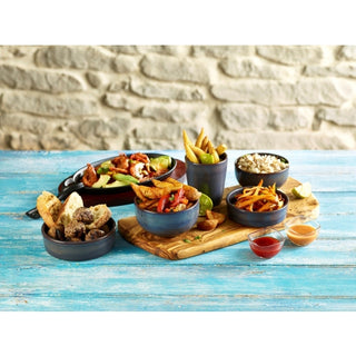 Stoneware Rustic Blue Round Bowl 11.5cm/12.5cm 36cl/50cl Serving Bowls Dining Set of 6