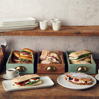 Ceramic Serving Platters Set of 6, Rectangular Tray, Stoneware Serving Dishes for Dessert, Buffet, Snack, Steak, Fruit