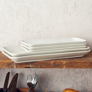 Ceramic Serving Platters Set of 6, Rectangular Tray, Stoneware Serving Dishes for Dessert, Buffet, Snack, Steak, Fruit