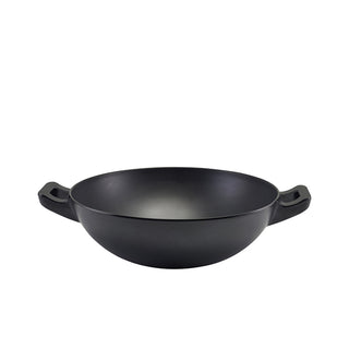 Black Melamine Wok Buffet Bowls – Cast Iron Effect Display Bowls for Buffets & Food Service (30cm & 35cm)