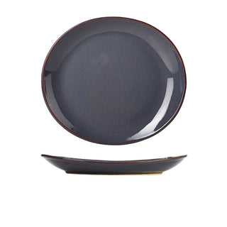 Rustic Stoneware Blue Oval Plate 25cm/29.5cm Set of 6 Dinnerware Presentation Plate