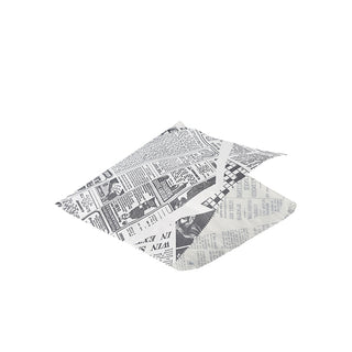 Greaseproof Paper Bags Newspaper Print 17.5 x 17.5cm - Brown & White