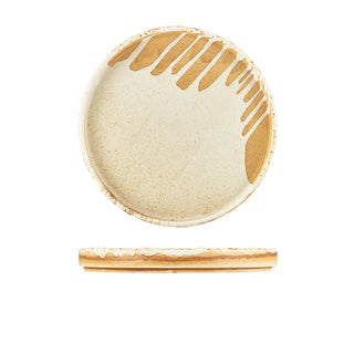 Sand Presentation Plate Set of 4 Durable Porcelain Tableware Serving 21cm/26cm/28cm