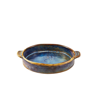 Porcelain Terra Aqua Blue Round Eared Dish with Handles 31.7cl/65.2cl Set of 6