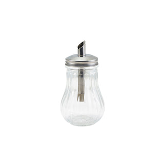 Retro Sugar Glass Pourer 21cl 7.5x14cm Stainless Steel Screw Top Serve Sugar 1Pcs