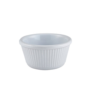 White Melamine Fluted Ramekins – Multiple Sizes for Condiments, Durable Stackable Catering Pots (Pack of 24)