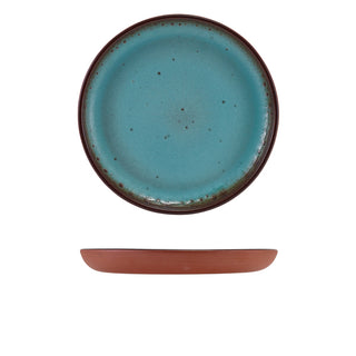 Sabrosa Vitrified Terracotta Fresco Plate 19.5cm, Rustic Blue Plate for Party Dining, Pack of 12