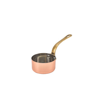 Mini Copper-Plated Stainless Steel Sauce Pans with Brass Handle – Premium Presentation Pans (7cm, 7.8cm & 9cm) - Set of 6