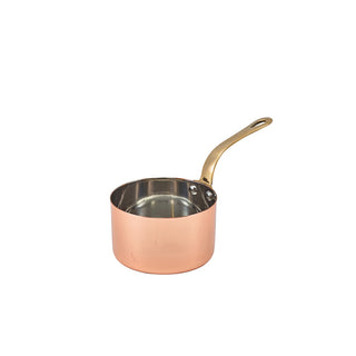 Mini Copper-Plated Stainless Steel Sauce Pans with Brass Handle – Premium Presentation Pans (7cm, 7.8cm & 9cm) - Set of 6