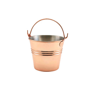 Copper Plated Mini Serving Buckets 450ml - Premium Galvanized Metal Buckets for Snacks or Table Decorations (Set of 12)